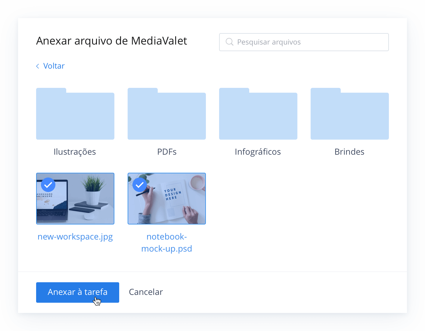 Gerencie ativos da marca diretamente no Wrike