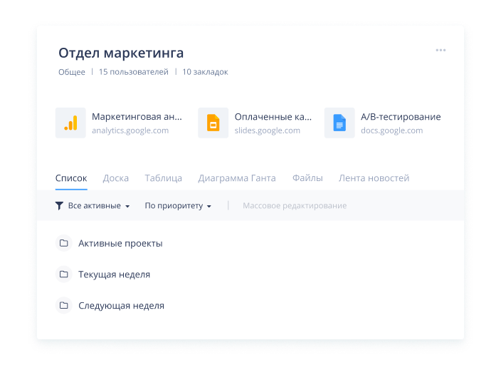 Будьте в курсе дел по любому проекту