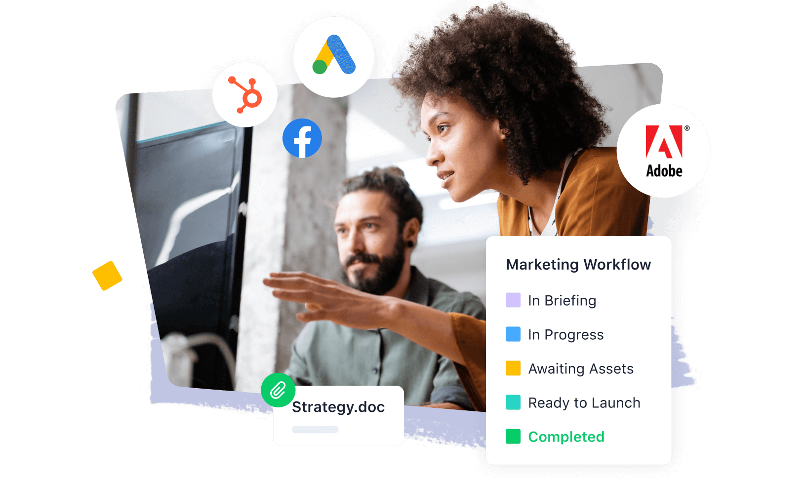 <p>Welcome to the best platform for <span class="underlined underlined--color-yellow">marketing</span> management</p>