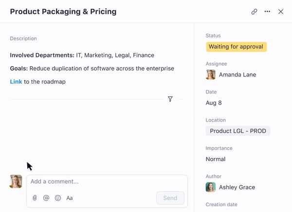 Due Diligence tab selected in project management interface.
